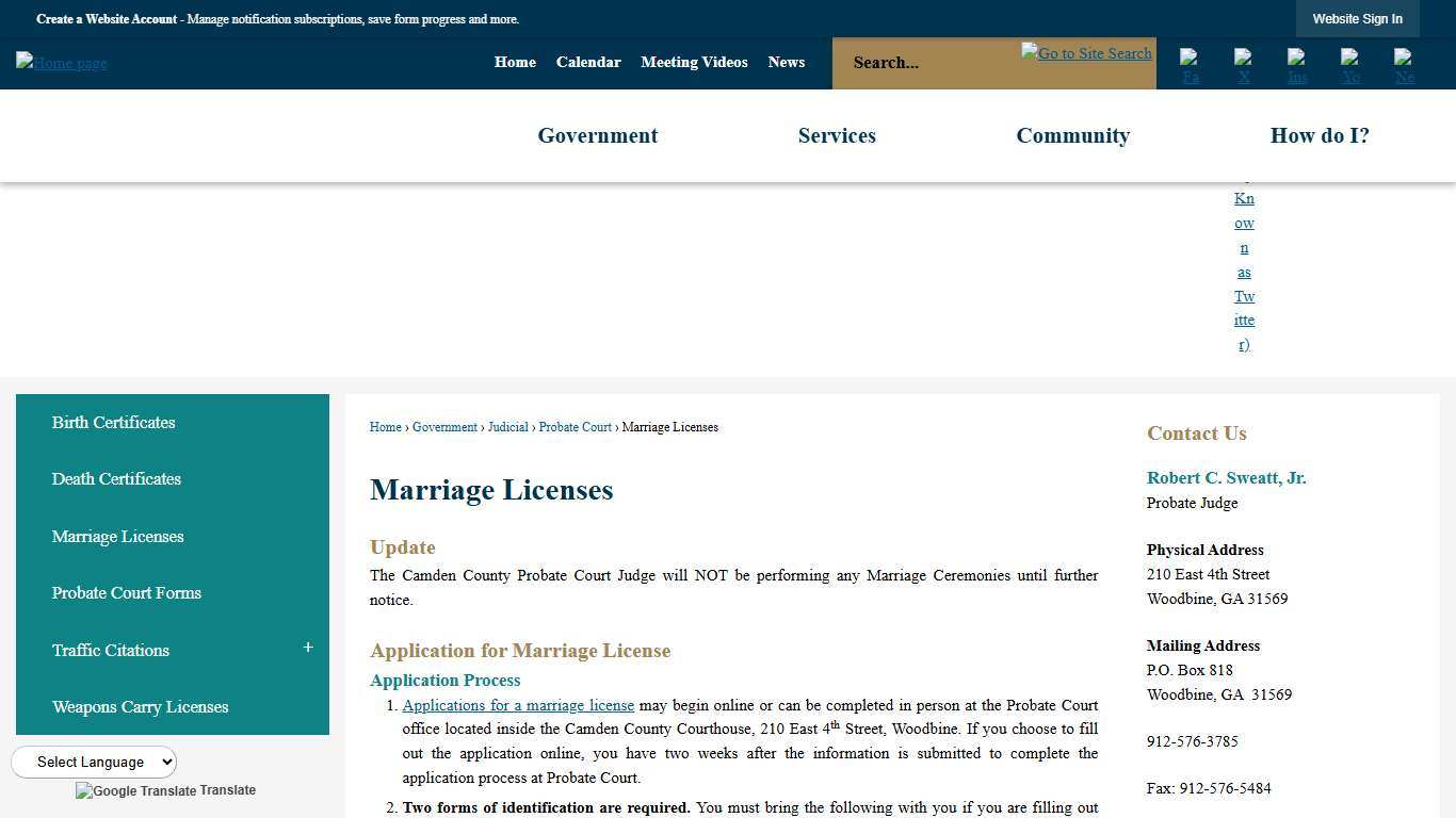 Marriage Licenses Camden County, GA - Official Website